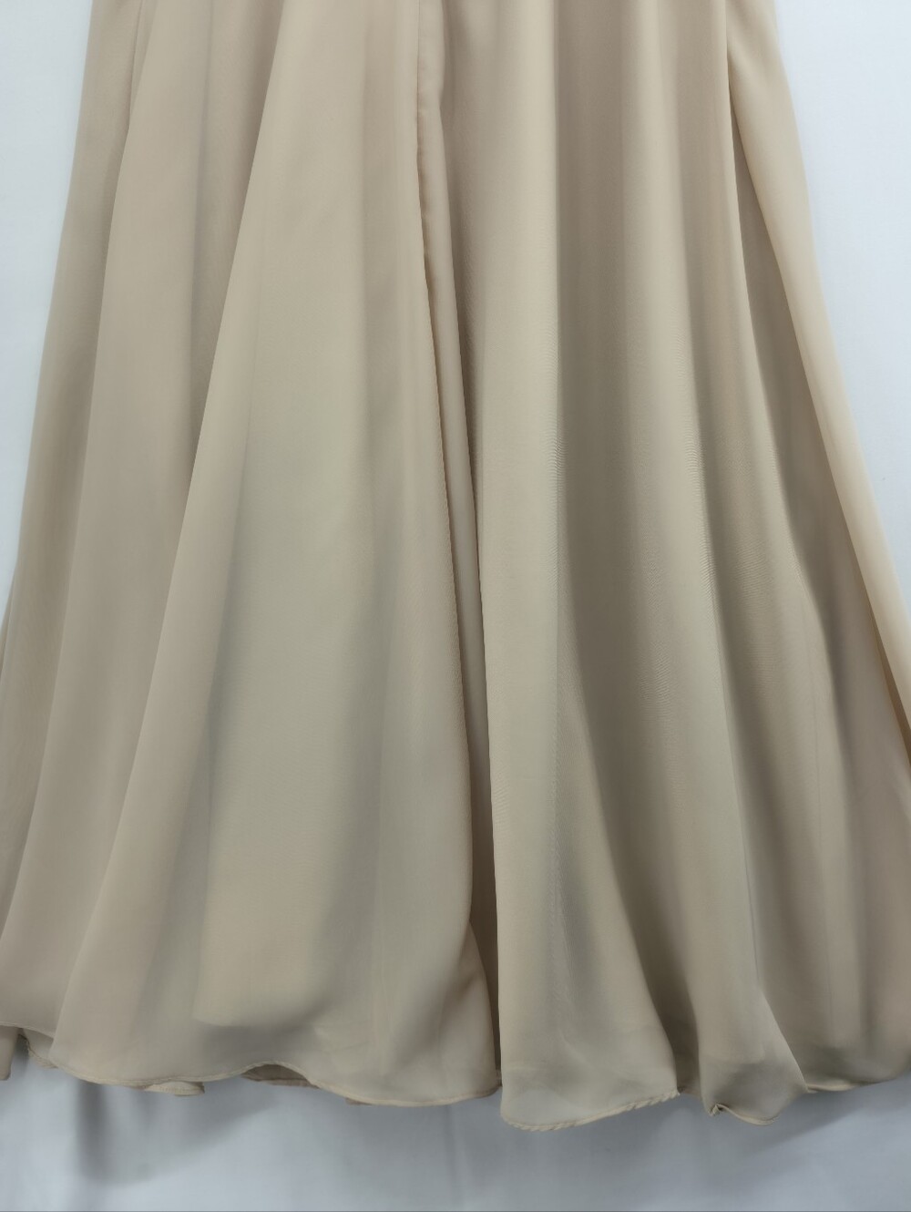 Lavetir Nude Beige Pleated Flutter Sleeve Formal Gown Side Slit Pockets NWT - Picture 13 of 16